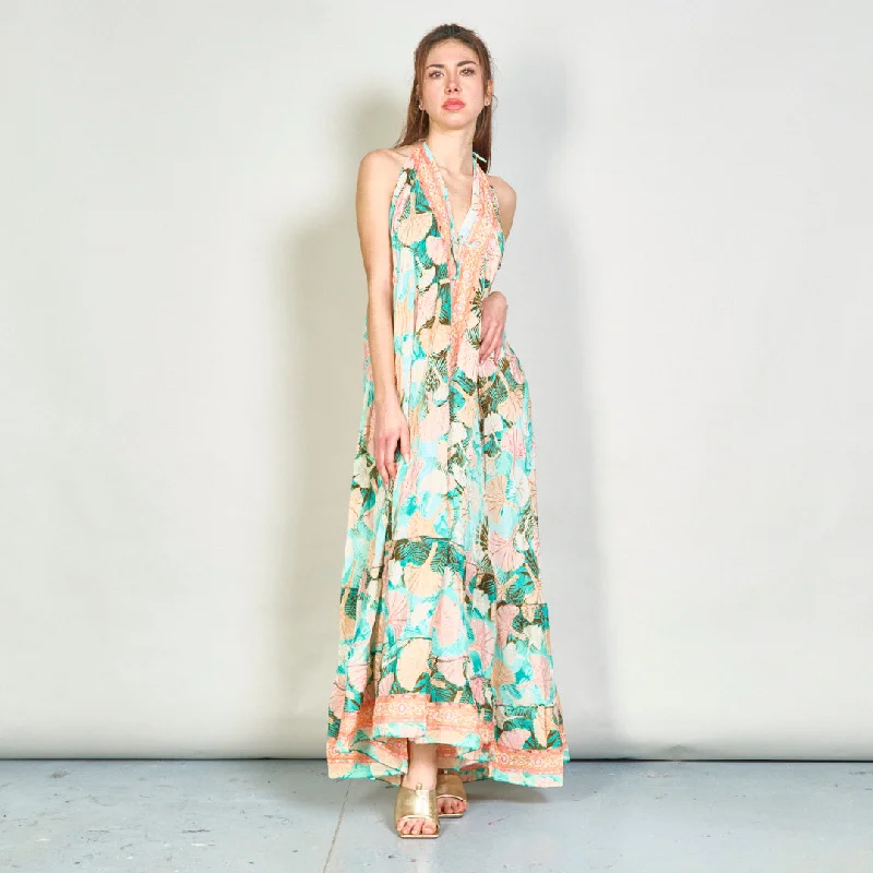 Tropical print maxi slip dress wholesale Tunics Handmade artisanal
