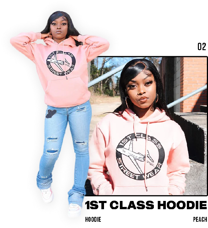 Peach Hoodie Hoodie with Zipper Placket Modern Functional