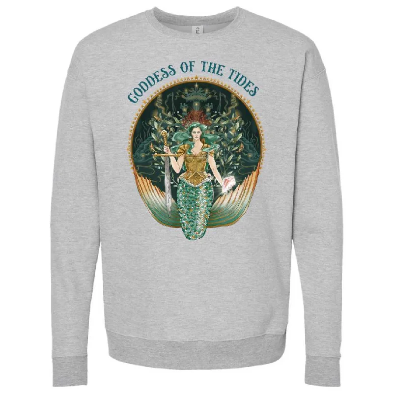 Goddess Of The Tides Crewneck Sweatshirt (Gray) Hoodie with Belted Waist Structured Tailored Goddess Of The Tides Crewneck Sweatshirt (Gray) Hoodie with Belted Waist Structured Tailored