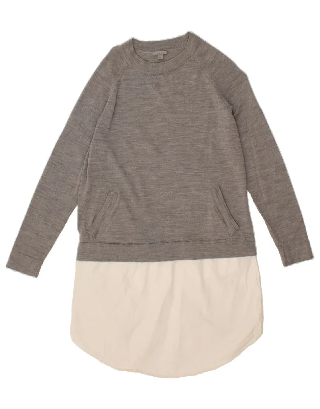 COS Womens Jumper Dress UK 10 Small Grey Colourblock Cotton Casual Short Summer