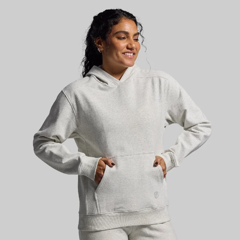 Women's Unmatched Hoodie (Heather White) Hoodie with Lace Feminine Delicate