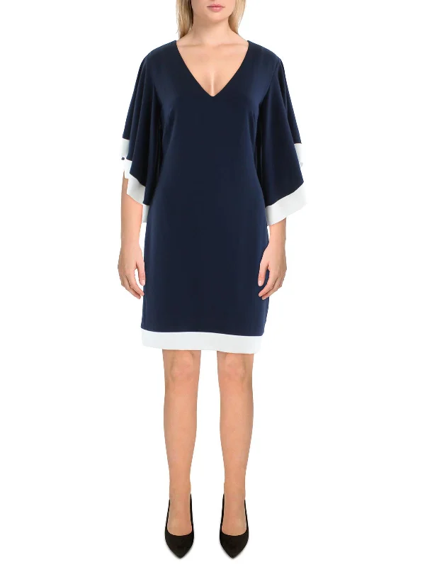 Womens Office Mini Wear To Work Dress Tunics Solid Classic