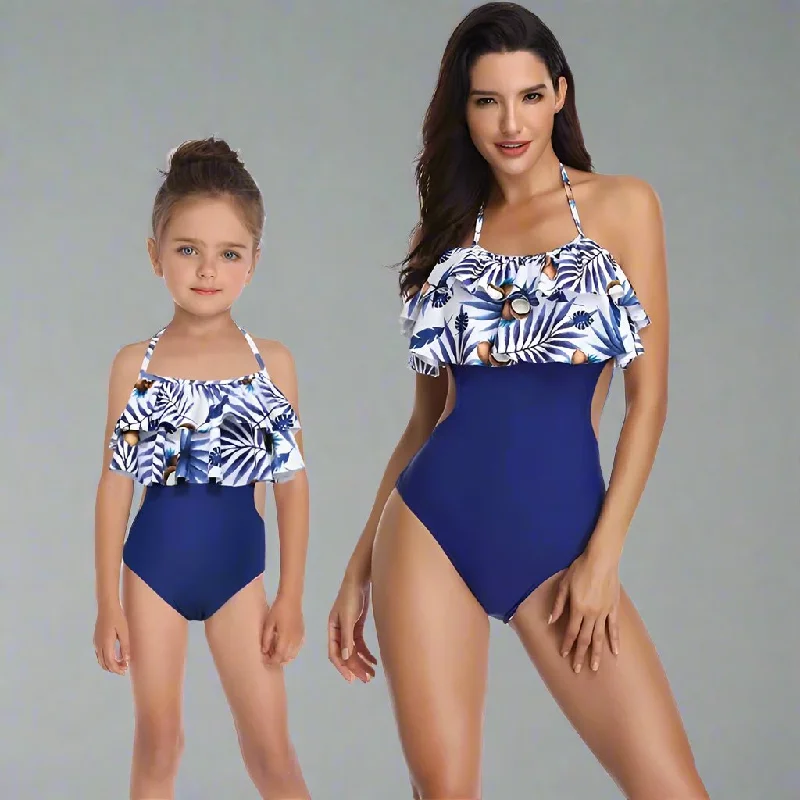 Matching Ruffle One-Piece Swimsuit Two-Piece Beachwear