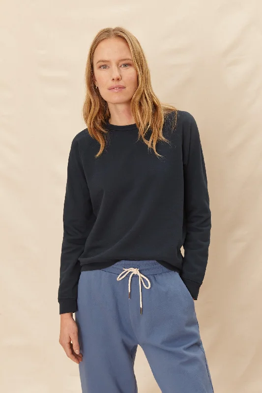 Maya Sweatshirt (Slate) Hoodie with Rolled Sleeves Casual Relaxed