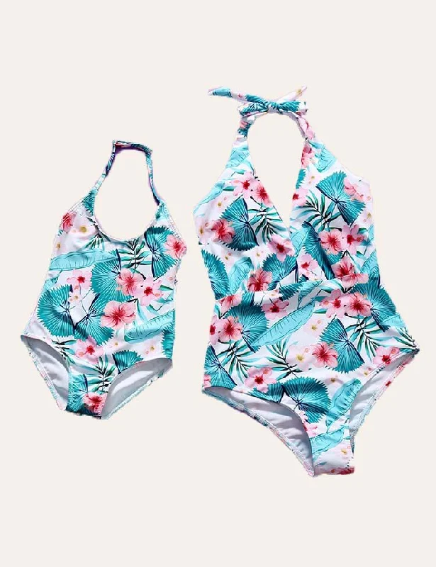Floral Family Matching Swimsuit Retro-Inspired Bikini Set