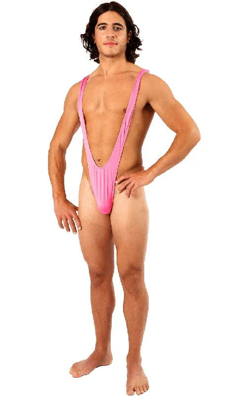 Pink Borat Mankini Thong Swimsuit Tropical Print One-Piece