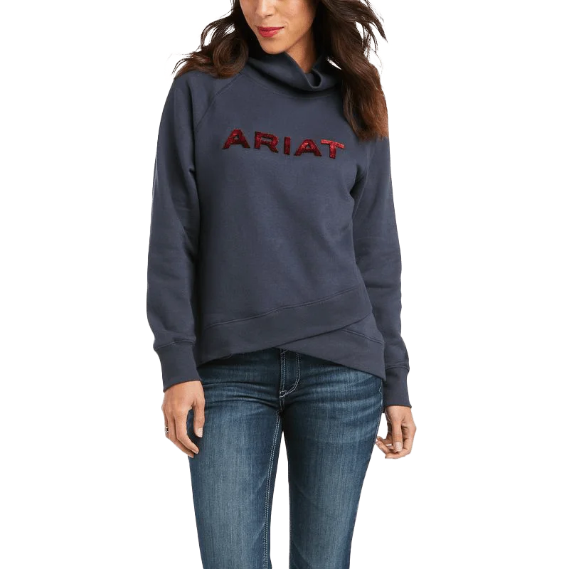 Ariat Women's REAL Crossover India Ink Blue Sweatshirt Hoodie with Sequins Glamorous Eye-catching
