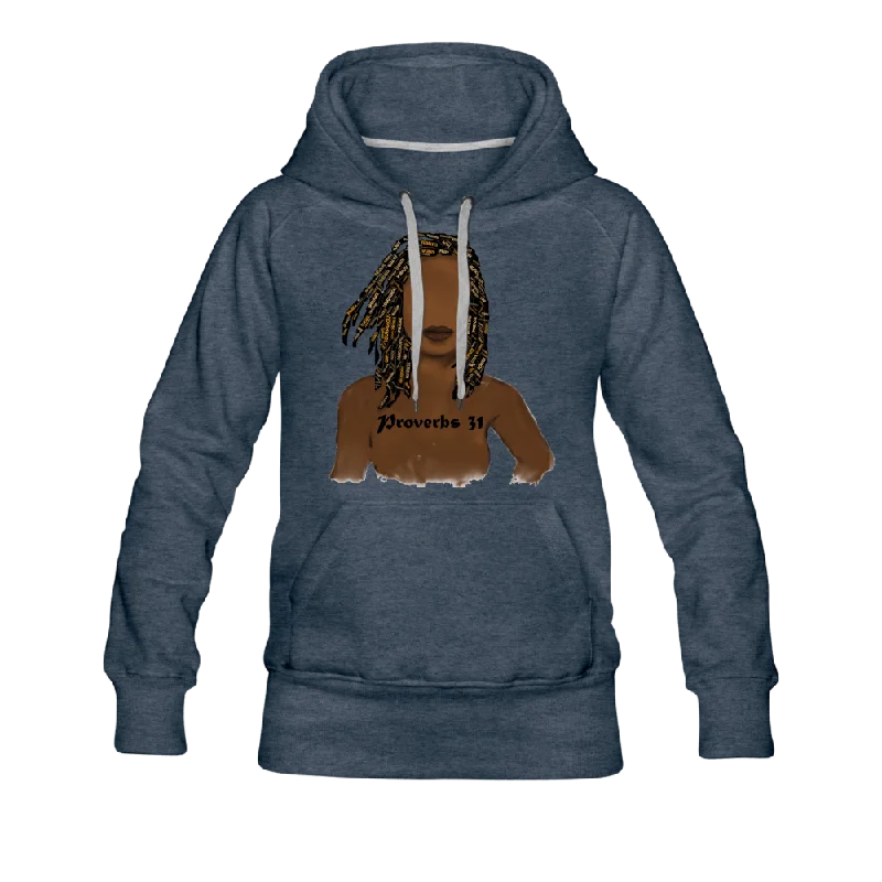 Proverbs 31 Locs Fitted Premium Hoodie Hoodie with Illustration Artistic Creative