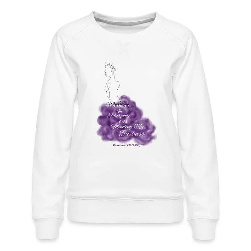 Walking In Purpose/Minding My Business Women’s Premium Sweatshirt Hoodie with Raw Hem Edgy Unfinished
