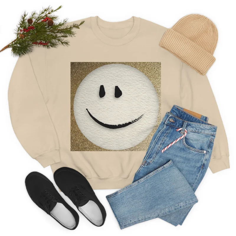 "Gold Smiley" Unisex Heavy Blend™ Crewneck Sweatshirt Hoodie with Tied Waist Feminine Flattering "Gold Smiley" Unisex Heavy Blend™ Crewneck Sweatshirt Hoodie with Tied Waist Feminine Flattering