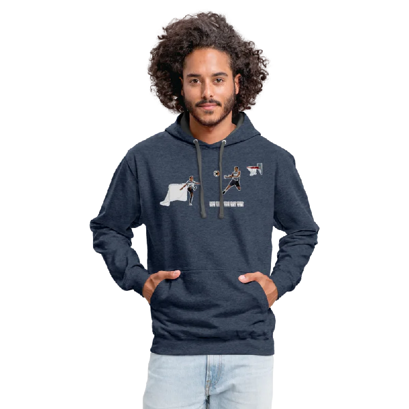 Amari Unisex Contrast Hoodie Hoodie with Hem Patch Decorative Personalized