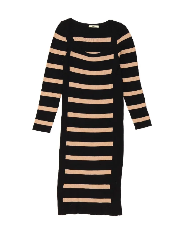 OASIS Womens Long Sleeve Jumper Dress UK 12 Medium Black Striped Viscose Elegant Long Evening OASIS Womens Long Sleeve Jumper Dress UK 12 Medium Black Striped Viscose Elegant Long Evening