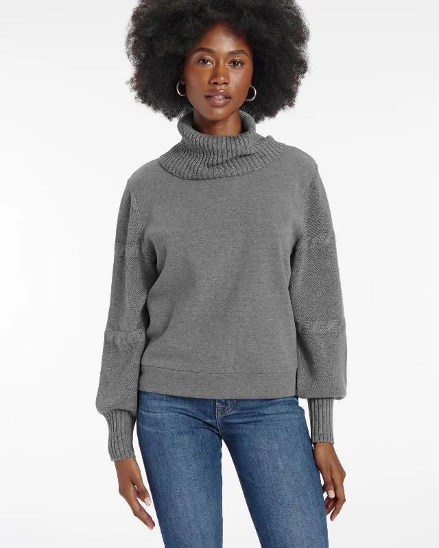 Fjord Cowl Neck Sweatshirt Hoodie with Mock Neck Collared Structured