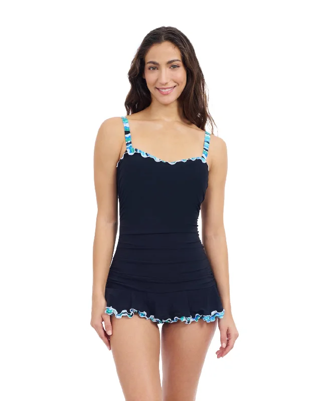 Profile By Gottex Bachata D Cup V Neck Swimdress One Piece Swimsuit Tie-Back Swimwear Profile By Gottex Bachata D Cup V Neck Swimdress One Piece Swimsuit Tie-Back Swimwear