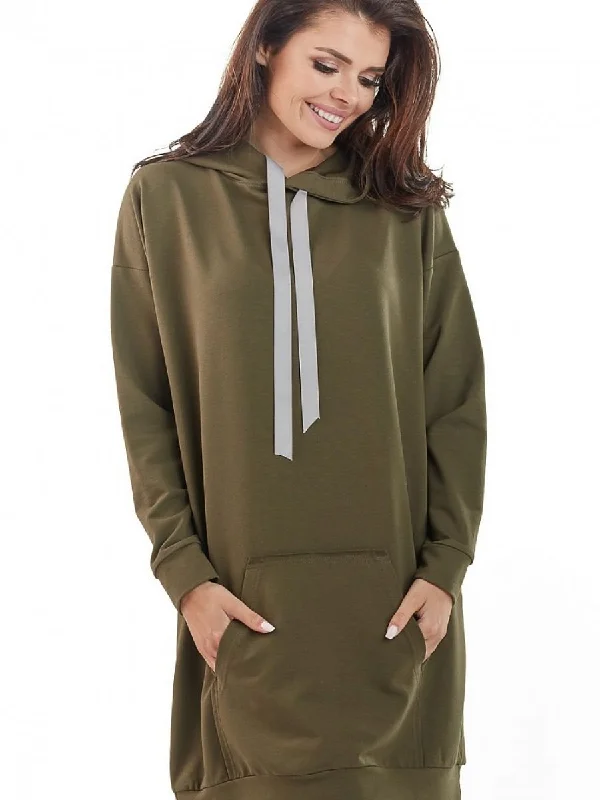 Sweatshirt awama Hoodie with Hem Patch Decorative Personalized