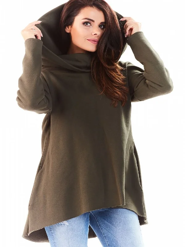 Sweatshirt awama Hoodie with Hem Applique Textured Unique