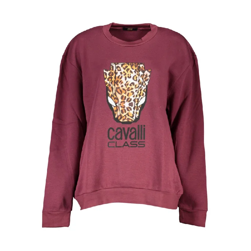 Elegant Purple Crew Neck Fleece Sweatshirt Hoodie with High Neck Warm Protective