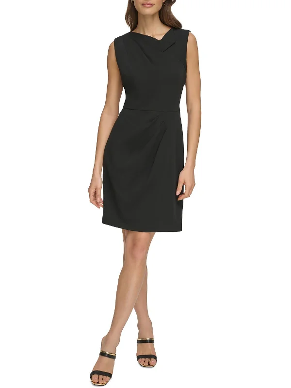 Womens Polyester Sheath Dress Cowl Neckline Elegant