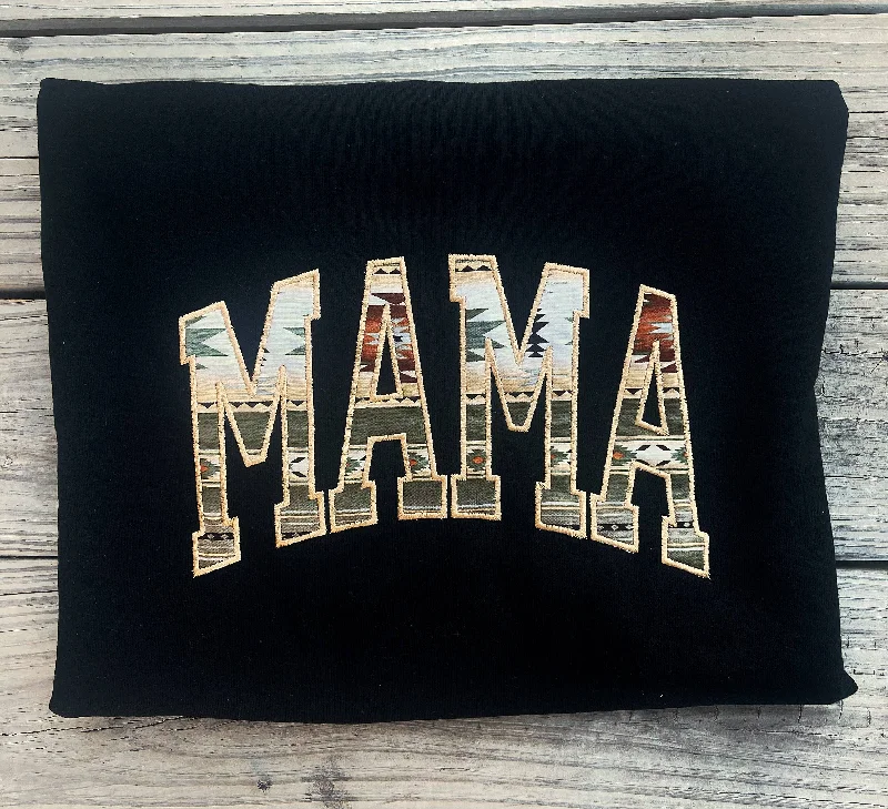 Mama Aztec sweatshirt Hoodie with Ribbed Neckline Snug Warm