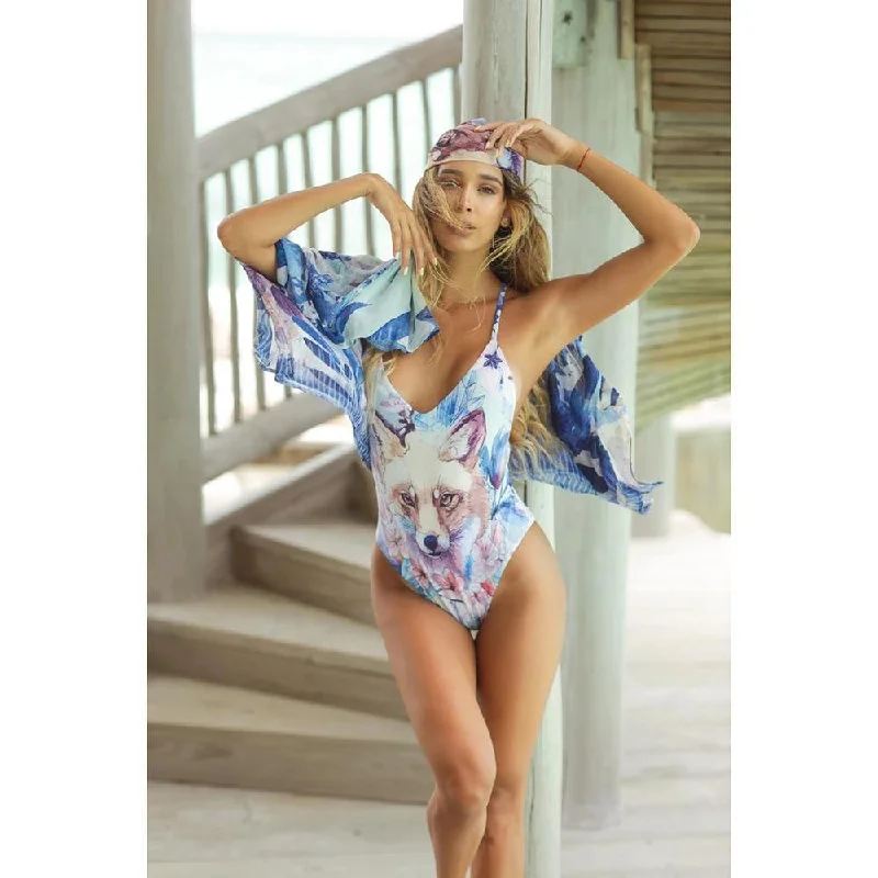 Sexy Women Fox Print One Piece Swimsuits Classic Two-Piece Bikini