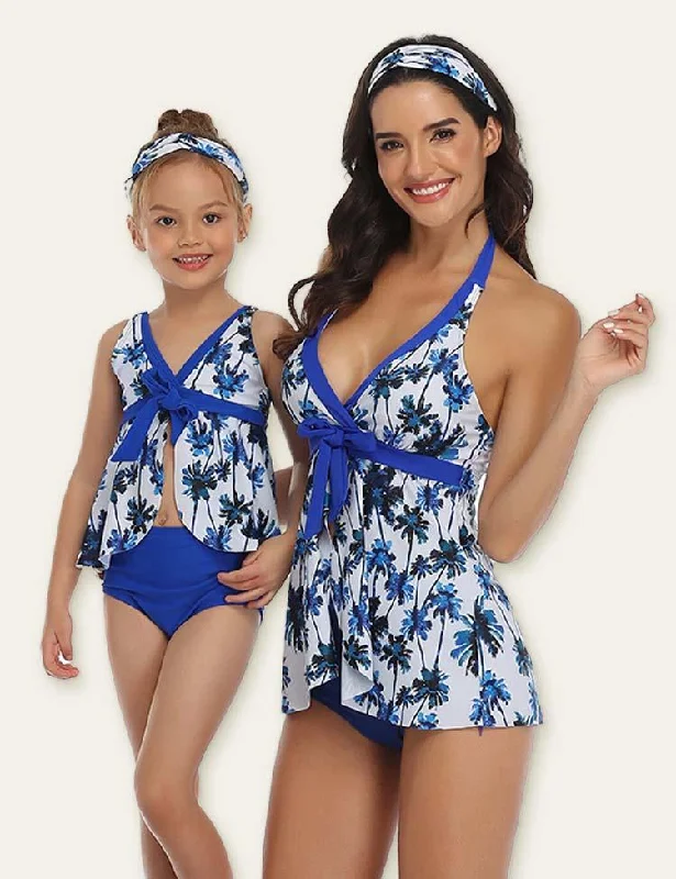 Floral Printed Family Matching Swimsuit Push-Up Bikini Bottoms