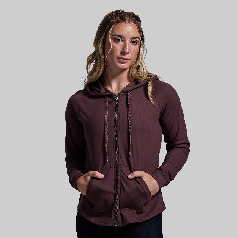 Weekender Zip Up Hoodie (French Roast) Hoodie Dress Longline Feminine