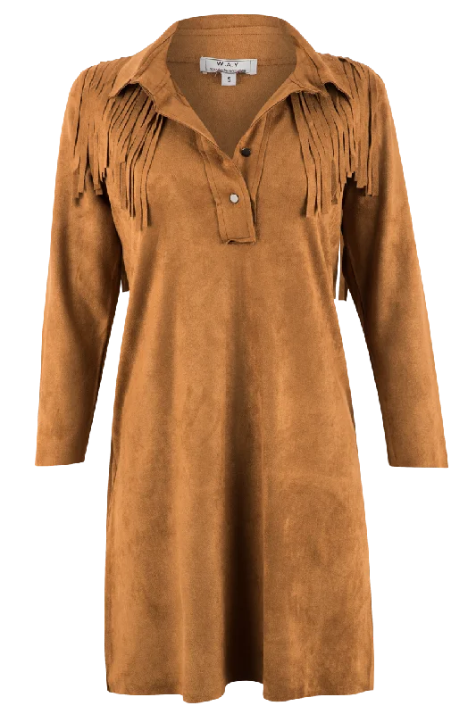 W.A.Y. Suede Fringe Shift Dress Tunics Top rated