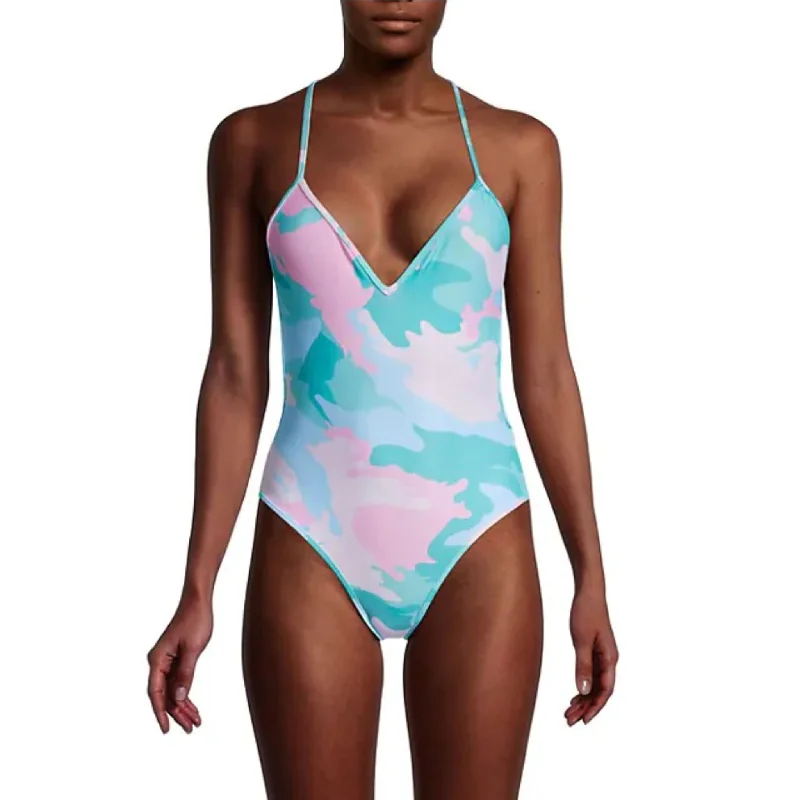 Zadig & Voltaire Camo-Print One-Piece Swimsuit - Pastel Camouflage Solid Color Swimsuit