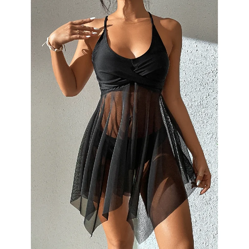 Fashion Plus Sizes Two Pieces Women Swimsuits Crisscross Back Swimsuit