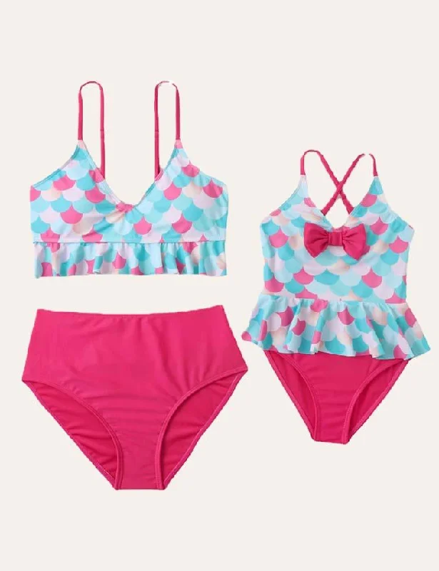 Mermaid Family Matching Swimsuit Mesh Swimsuit Top