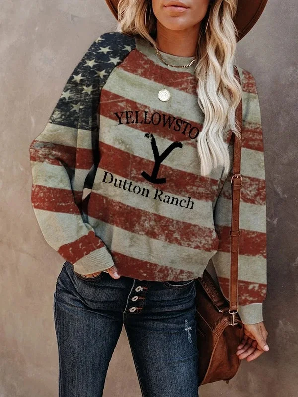 Women's Yellowstone Dutton Ranch Print Sweatshirt Hoodie with Illustration Artistic Creative Women's Yellowstone Dutton Ranch Print Sweatshirt Hoodie with Illustration Artistic Creative