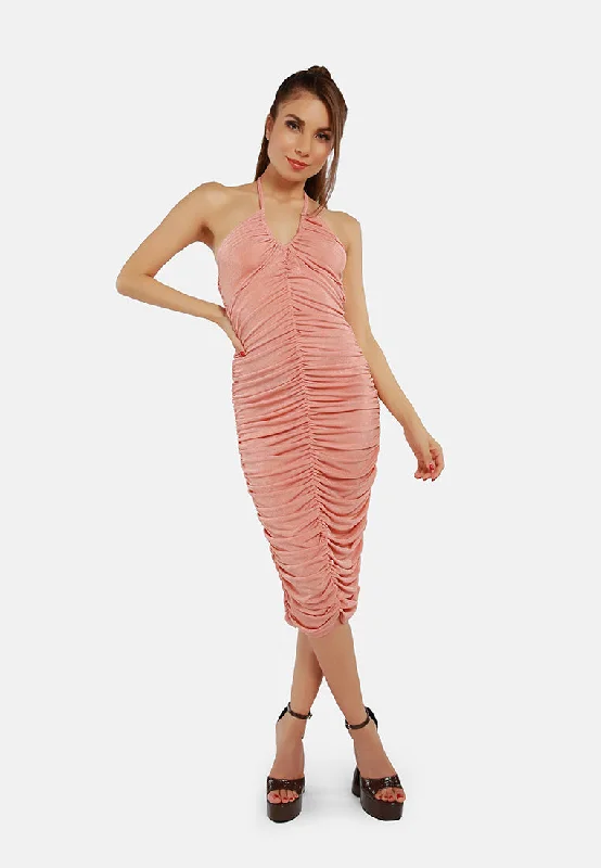 Ruched Bodycon Halter Dress Tunics Stylish modern