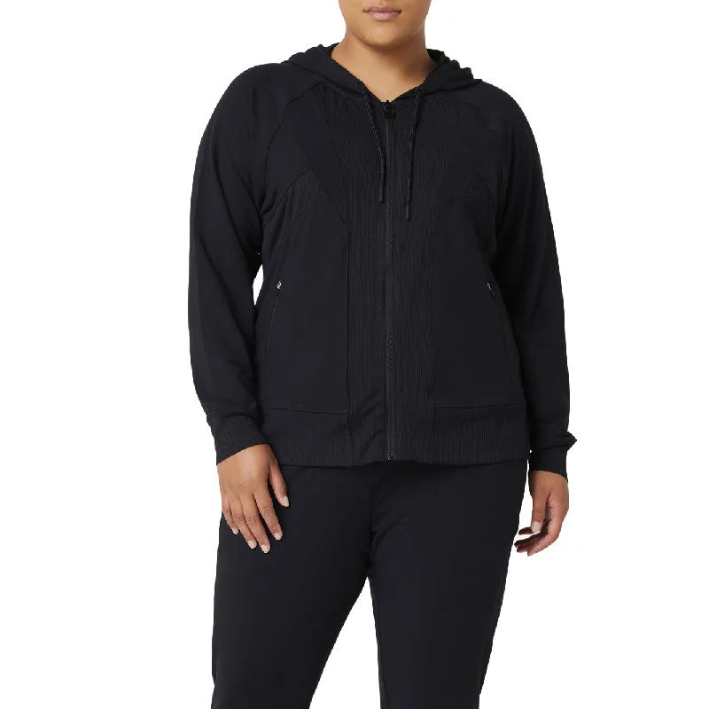 FILA FI-Lux Texture Full-Zip Womens Hoodie Hoodie with Hem Fringe Bohemian Relaxed