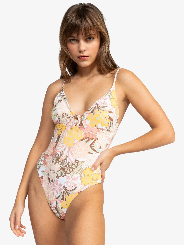 Womens Playa Paradise Reversible One-Piece Swimsuit Strappy Back Bikini