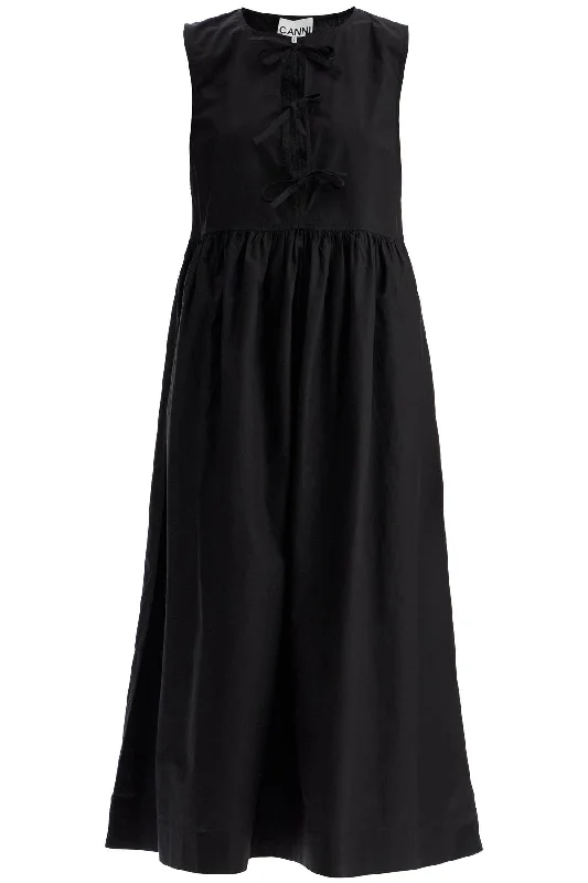 Ganni Women's Tie String Poplin Dress Tunics Chic fashionable