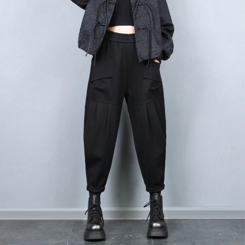 Large Pocket Casual Loose Harem Pants Trendy Palazzo Pants