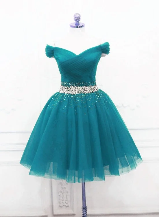 Cute Teal Blue Off Shoulder Sweetheart Prom Dress, Short Party Dress Homecoming Dress Tunics Winter warm Cute Teal Blue Off Shoulder Sweetheart Prom Dress, Short Party Dress Homecoming Dress Tunics Winter warm