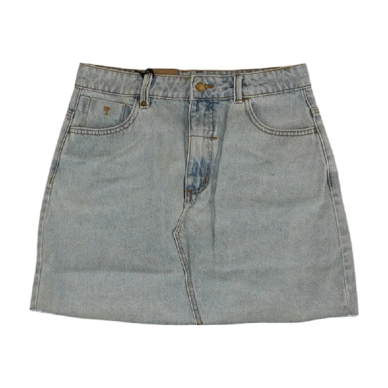 Blue Solid Midi Skirt high waist skirt