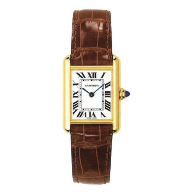 Cartier Tank Louis 29.5mm Women's watch - Ref: W1529856 - Silver Roman Dial in 18K Yellow Gold Case, Brown Alligator Strap cozy tank top Cartier Tank Louis 29.5mm Women's watch - Ref: W1529856 - Silver Roman Dial in 18K Yellow Gold Case, Brown Alligator Strap cozy tank top