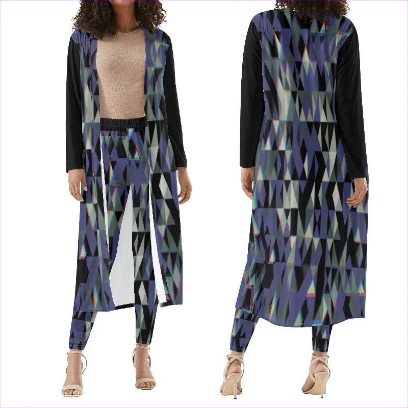 Fractured Womens Long Sleeve Cardigan and Leggings 2pcs Soft Cozy Warm