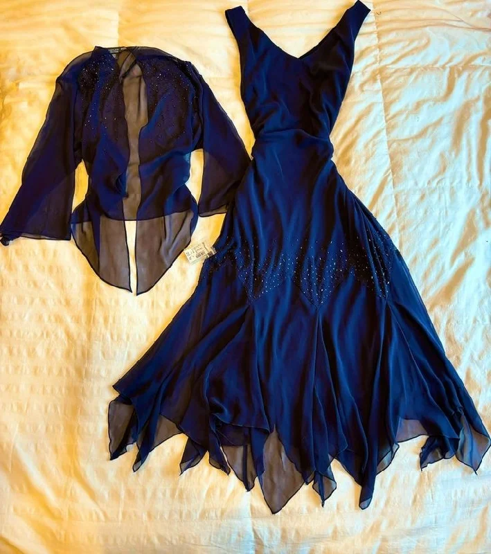 Navy Blue Two Pieces A-Line Long Party Dress Vintage Evening Dress, DP4876 Tunics Timeless classic Navy Blue Two Pieces A-Line Long Party Dress Vintage Evening Dress, DP4876 Tunics Timeless classic