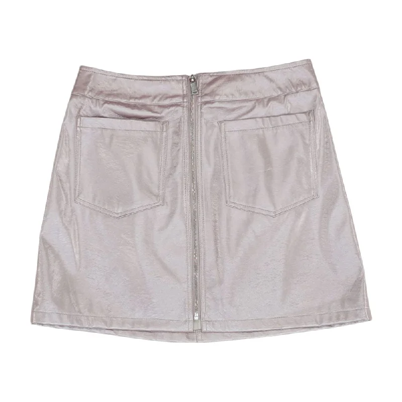 Pink Solid Midi Skirt ribbed skirt waist