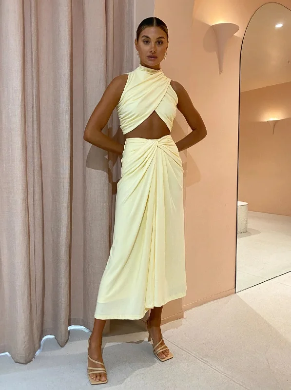 Hire SIGNIFICANT OTHER Liana Top And Skirt Set In Butter Yellow leather skirt modern