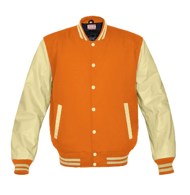 Original American Varsity Cream Leather Sleeve Letterman College Baseball Women Wool Jackets #CRSL-CRSTR-CB Nylon Jacket Polyester Jacket Spandex Jacket