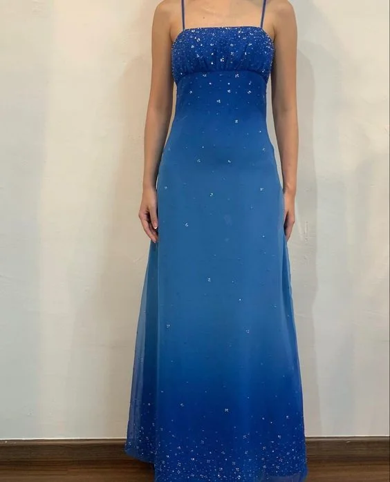 Navy Ombre Spaghetti Straps A-Line Beading Long Prom Dress Vintage Party Dress, DP4839 Boatneck Modish Everyday Navy Ombre Spaghetti Straps A-Line Beading Long Prom Dress Vintage Party Dress, DP4839 Boatneck Modish Everyday
