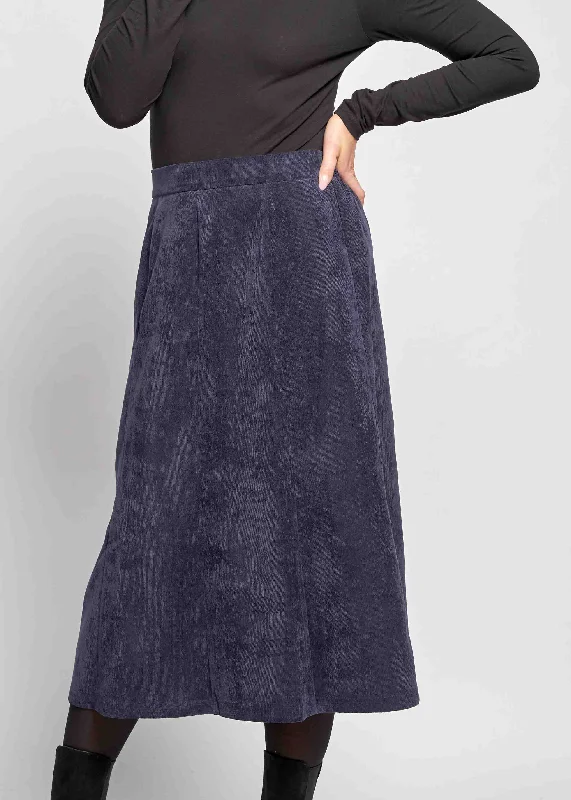 Connie Corduroy 8 Panel A-Line Pull On Midi Skirt modal blend skirt