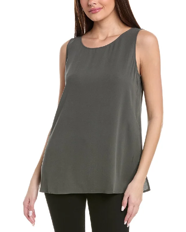 EILEEN FISHER Silk Tunic Tank print tank top