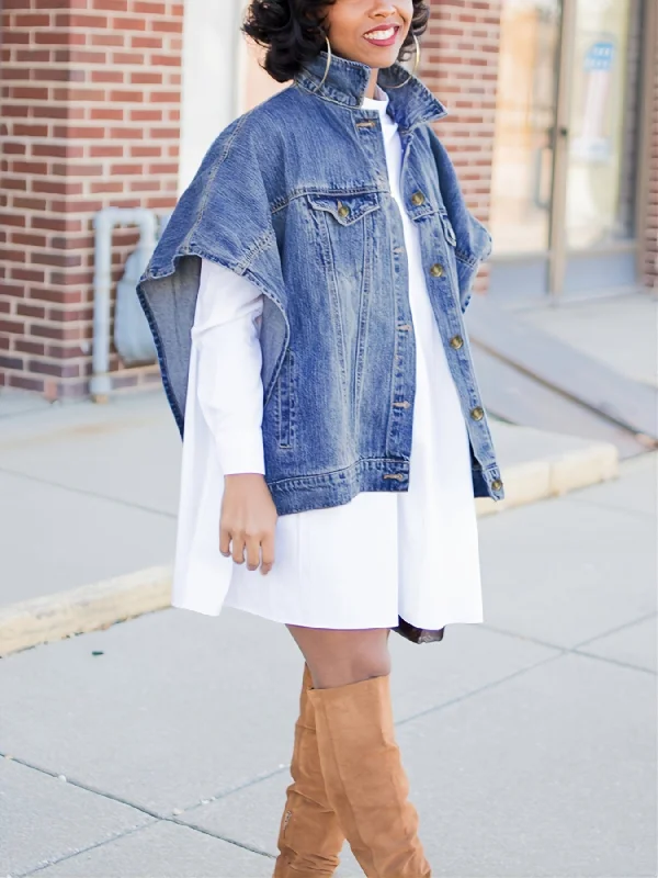 Armless Denim Jacket One-Shoulder Jacket Off-the-Shoulder Jacket Asymmetrical Jacket Armless Denim Jacket One-Shoulder Jacket Off-the-Shoulder Jacket Asymmetrical Jacket