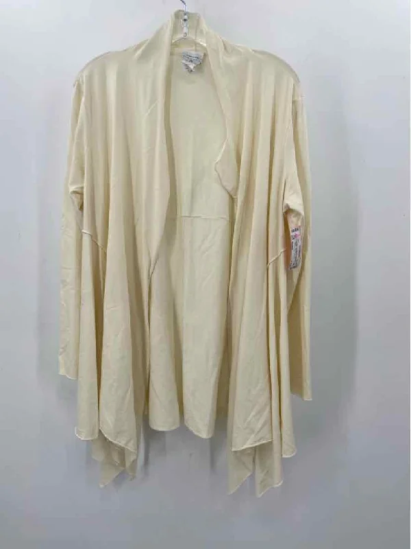 Pre-Owned CMC Ivory Size Medium Cardigan Sweater Embroidered Appliqued Beaded