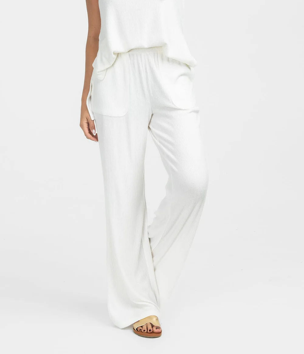 Southern Shirt At Ease Pants - Off White Wide-Legged Palazzos